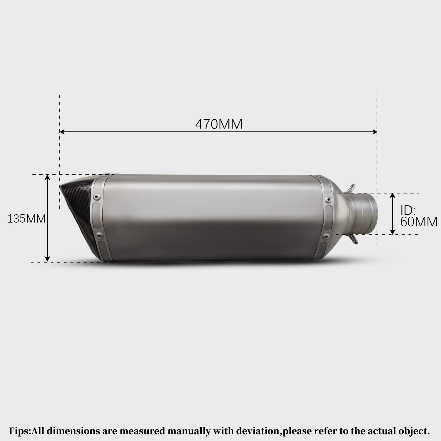 

60mm carbon fibre ti Universal Moto Exhaust Pipe tail end Modification Connect Compatible Various Escape Tailpipe Models adapter