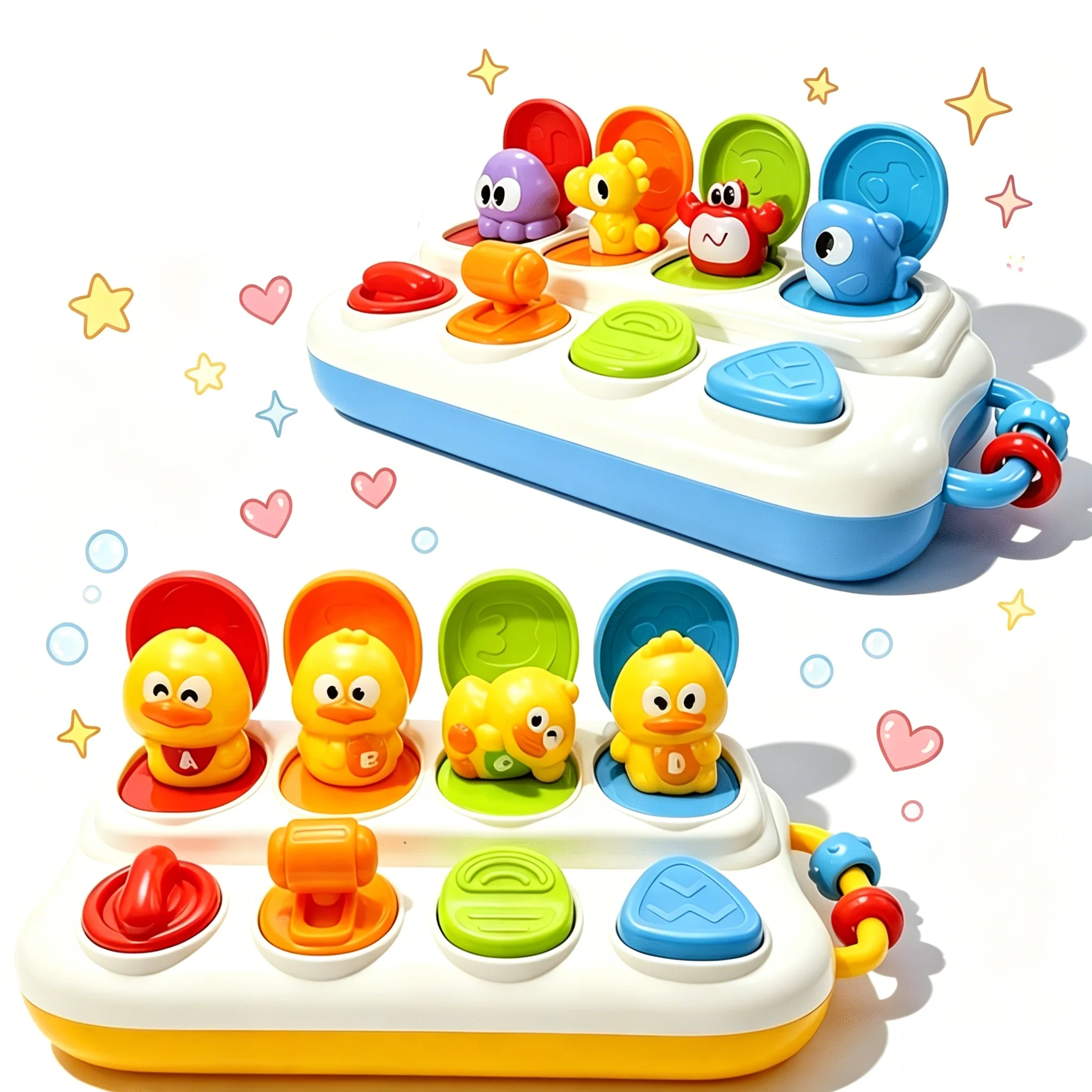 

Pop Up Animals Montessori Toy Peekaboo Switch Button Box Color Sorting Enhance Logic and Motor Skills Educational Toy kids Gifts