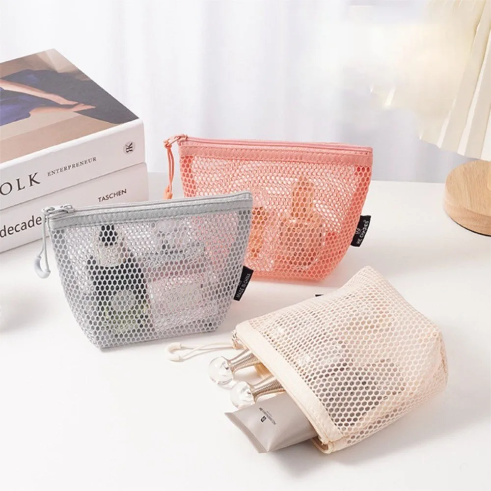 Tragbare Mesh-Kosmetiktasche, Dopamin, transparent, Lippenstift, Make-up-Tasche, großes Fassungsvermögen, Aufbewahrungstasche für Kleinigkeiten, Reisen