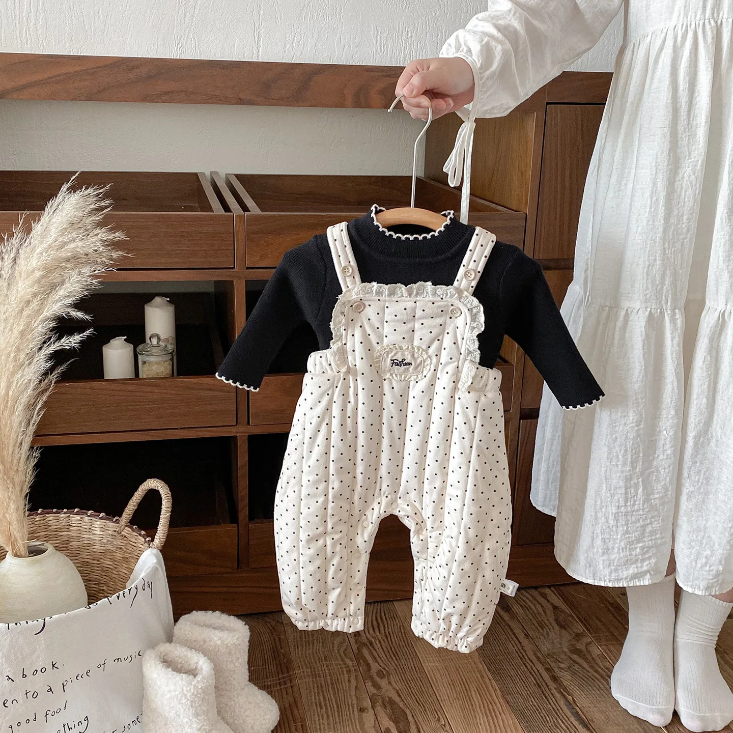 

Toddler Girls Clothes Set 2025 Winter Polka Dot Thick Warm Newborn Girls Bodysuits+casual Butterfly Bow Infant Baby Girls Shirt