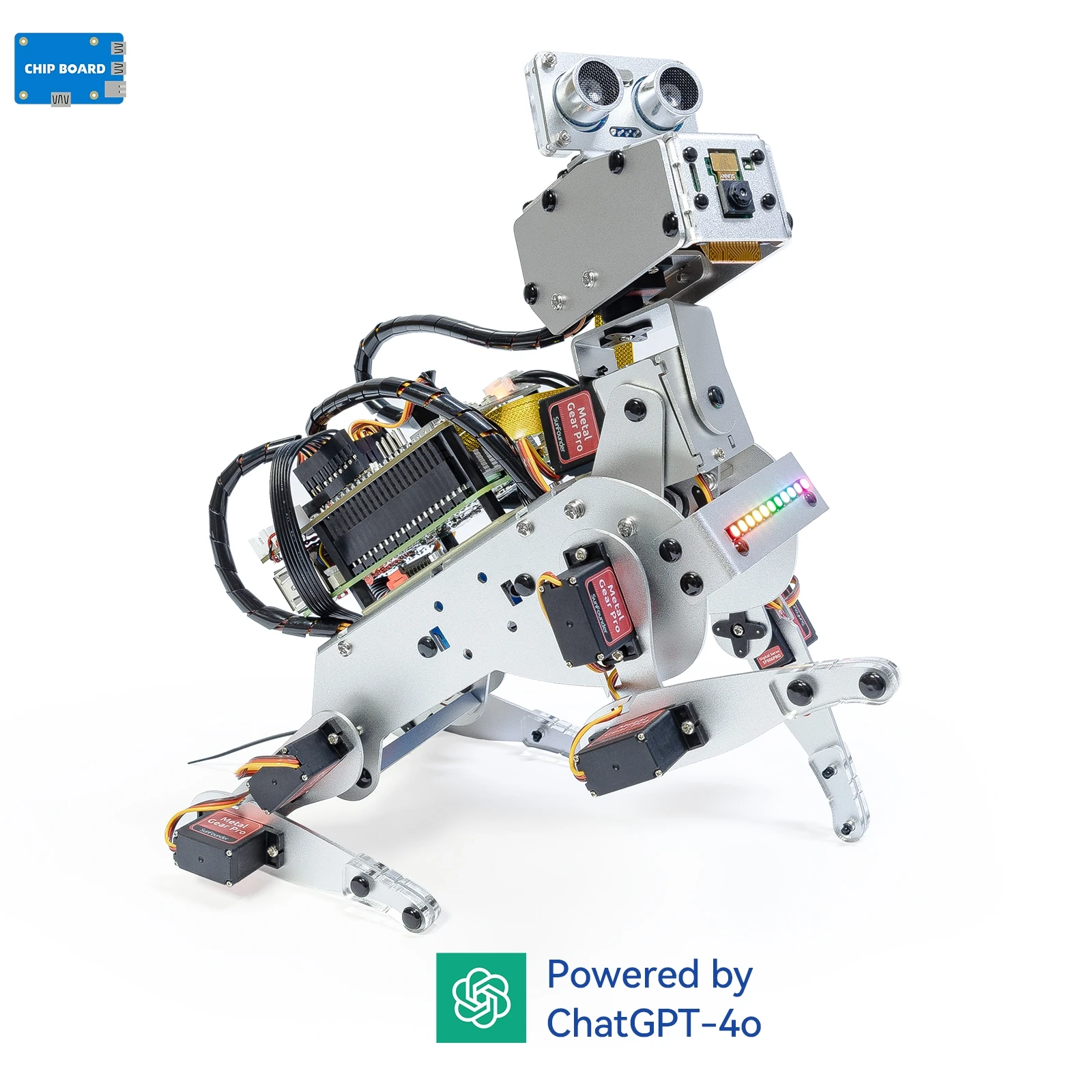 

SunFounder PiDog: Комплект для собак-робот Raspberry Pi с управлением через ChatGPT-4o, FPV и приложением (батарейки в комплекте, без Пи)