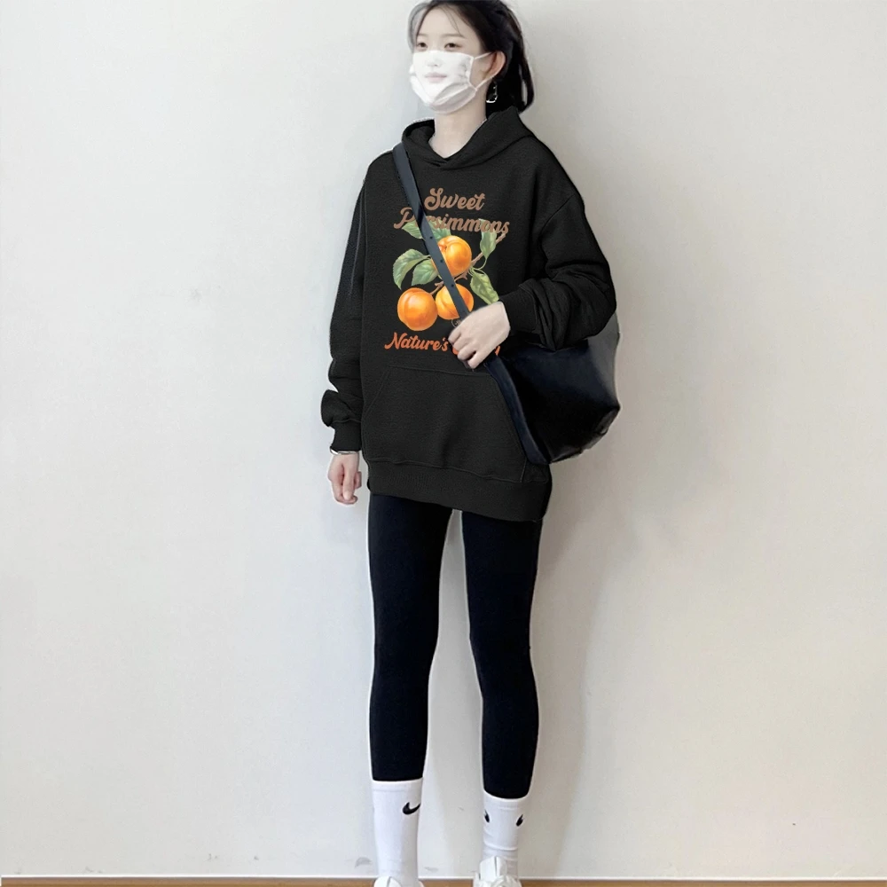 Sweet Persimmons Nature Candy Graphic Hoodie für Frauen Retro Vintage Classic Herbst Winter Kapuzenpullover Komfortpullover