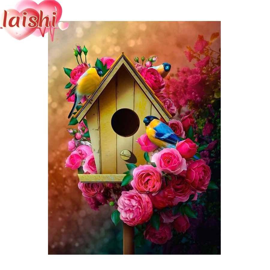 New DIY Diamond Painting flower wood house bird Full Square/round Diamond Embroidery Cross Stitch Mosaic Home Decor Gift Picture