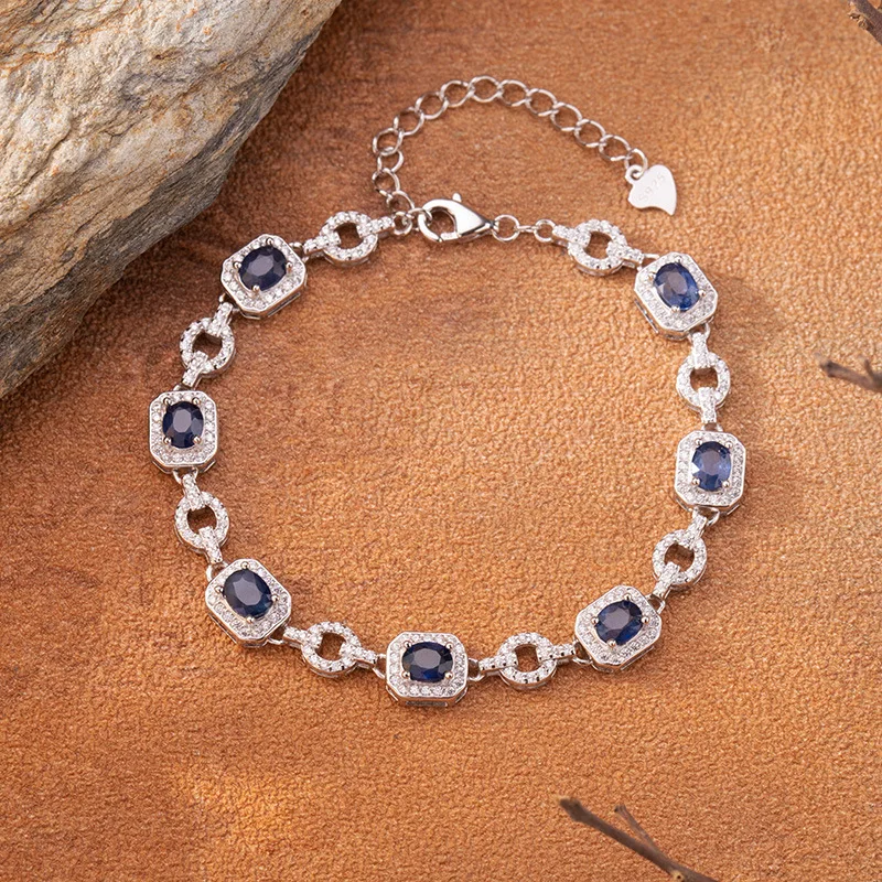 

Natural Sapphire Bracelet for WomenS925Sterling Silver Colorful Gemstone Jewelry Gift for Birthdays