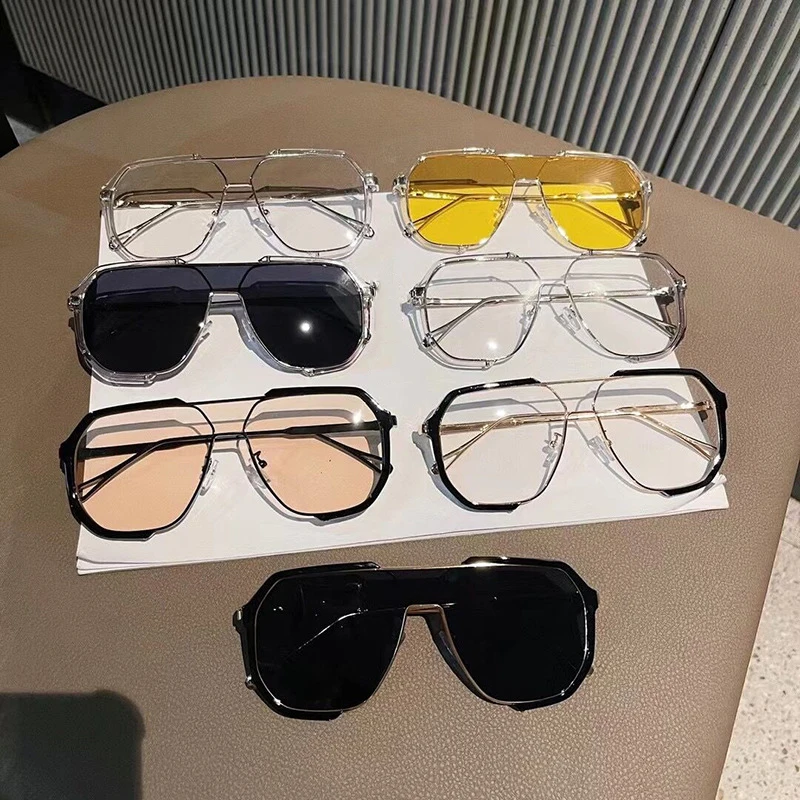 Übergroße Sonnenbrille für Damen, 2023, neue einzigartige einteilige Mode-Sonnenbrille für Herren, UV400, Punk-Brille, trendige weibliche Brillen, UV400 – Detail 1