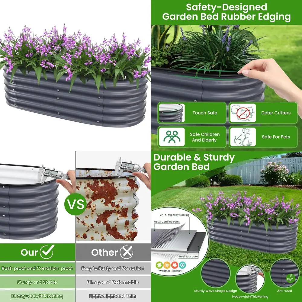 Durable Stainless Steel Raised Garden Bed Kit - 5x2x1.4 Ft Outdoor Planter Box for Durable Gardening Solutions