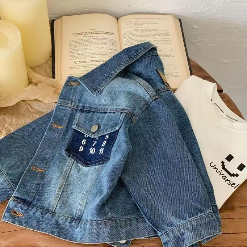 

Children's Denim Jacket Spring and Autumn New Boys and Girl Casual Coat Korean Version Children's Handsome Jeans