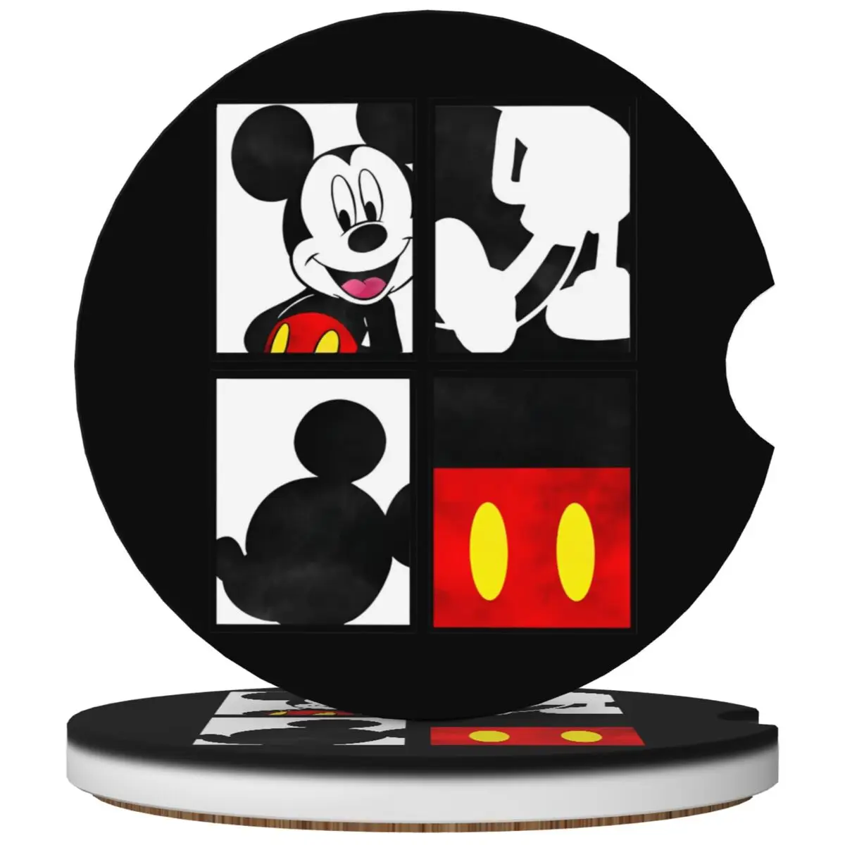 Mickey Mouse Disney Minnie Car Coasters 2 Pack for Cup Holders 2.56inch Ceramic Stone & Non-Scratch Cork Base Drink Coasters