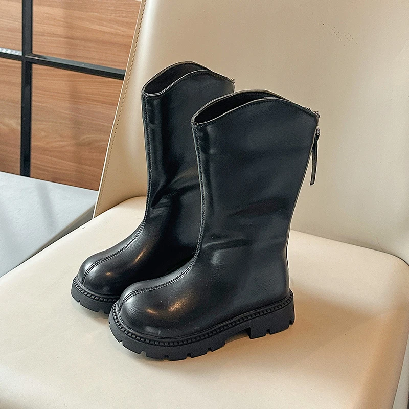 Lange Stiefel für Mädchen und Kinder 2024 neue winter lange Lederstiefel Prinzessin ausländische Mädchen sowie Kaschmirs chuhe