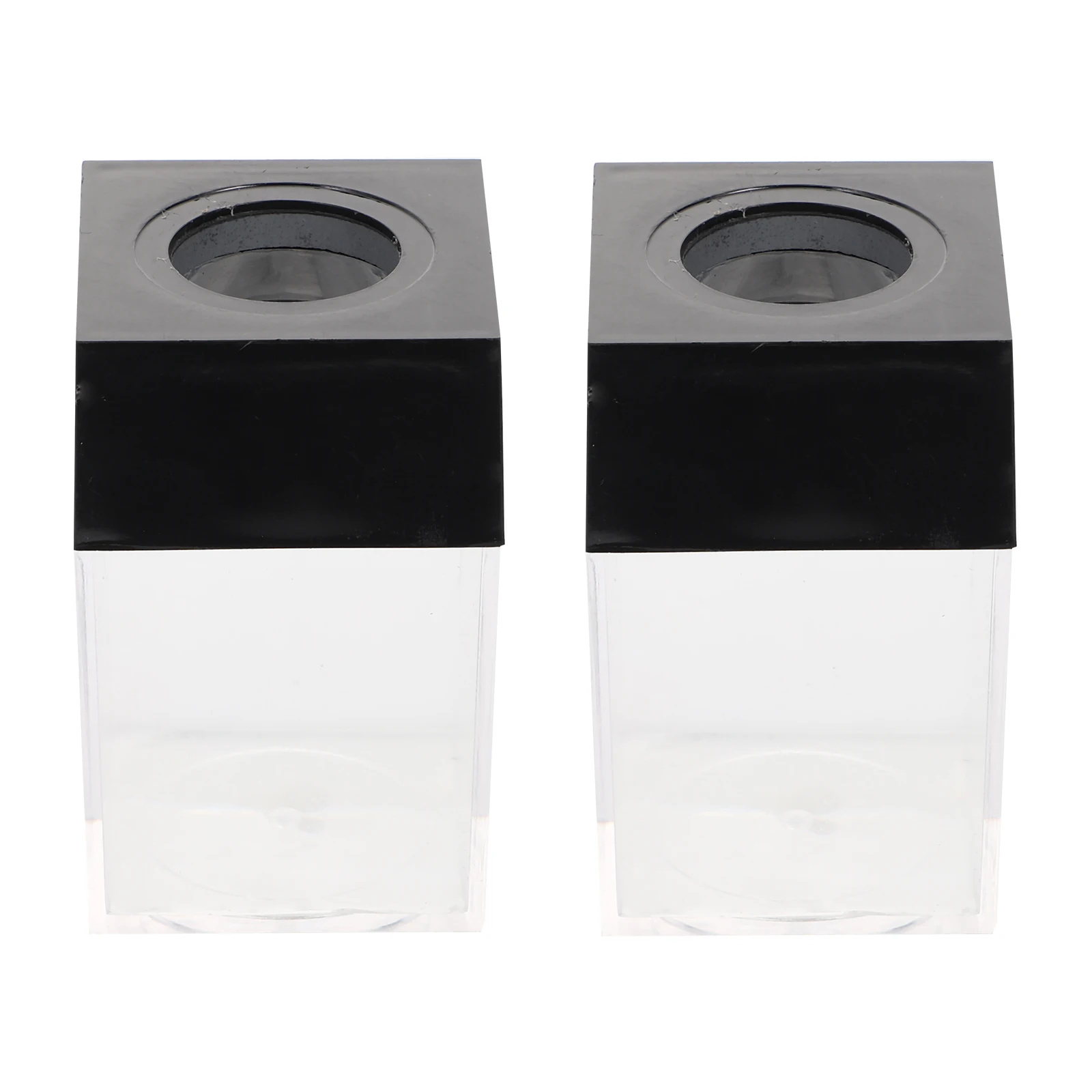 2pcs Square Macaron Color Storage Buckets Black Safe Material Desk Organization Paper Clip Holders Boxes