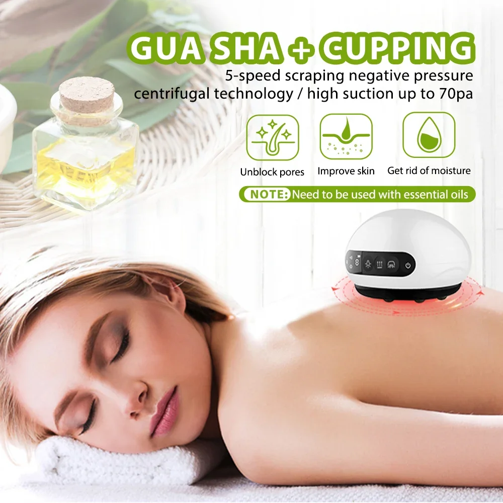 Electric Vacuum Massager Body Suction Cup Cupping Liquid Crystal Display Guasha Scraping Infrared Heating Fat Burner Weight Loss