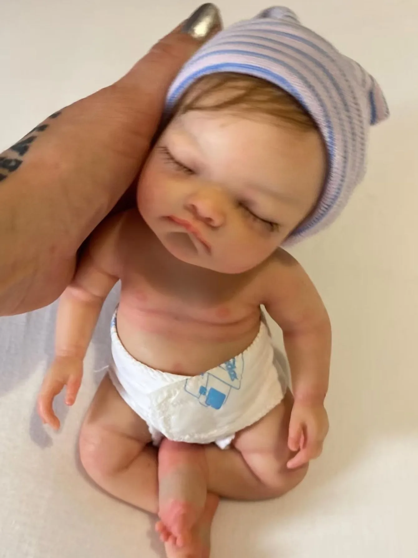 10 นิ้วซิลิโคน Bebe Reborn สาว Handmade Soft Touch ตุ๊กตาทารกแรกเกิด Sleeping ตุ๊กตาน่ารัก Rooted Hair