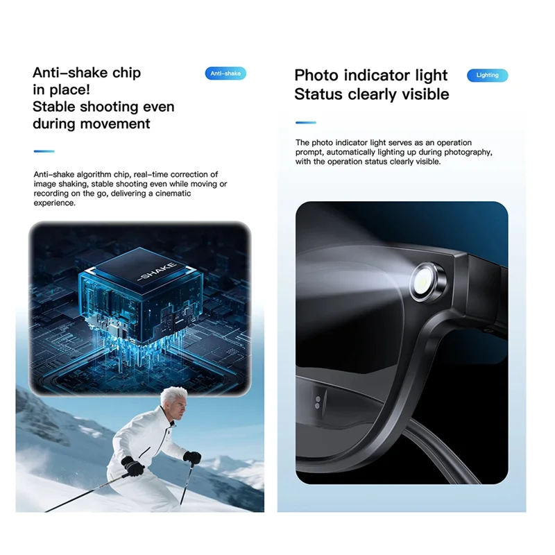 Okulary JABS-AI Smart Camera 800W do biura, podróży służbowych, tłumaczenia w czasie rzeczywistym, stabilizacja obrazu HD, okulary muzyczne