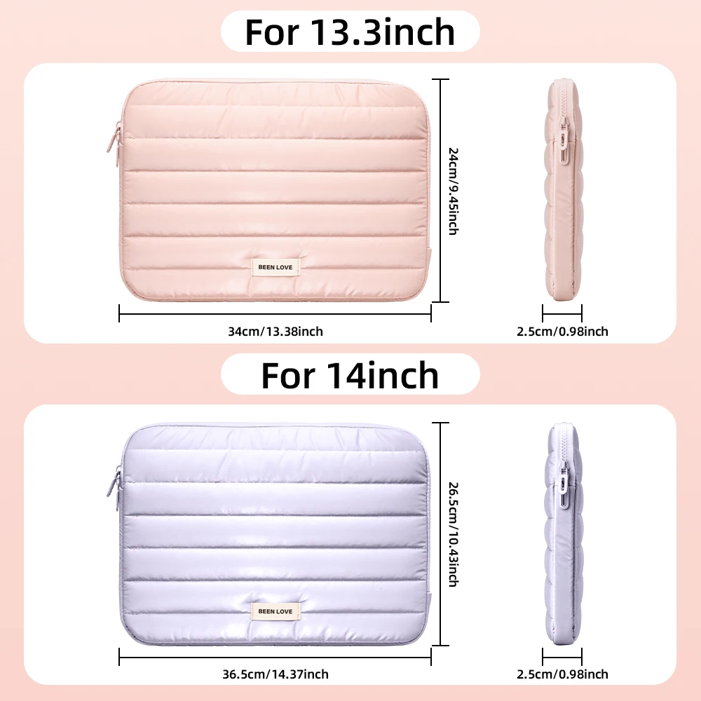 13/14 Inch Puffy Laptop Sleeve Cover Bag For Laptop Cover for MacBook Air iPad Pro Tablet Pouch Bag Fashion Notebook Soft Case