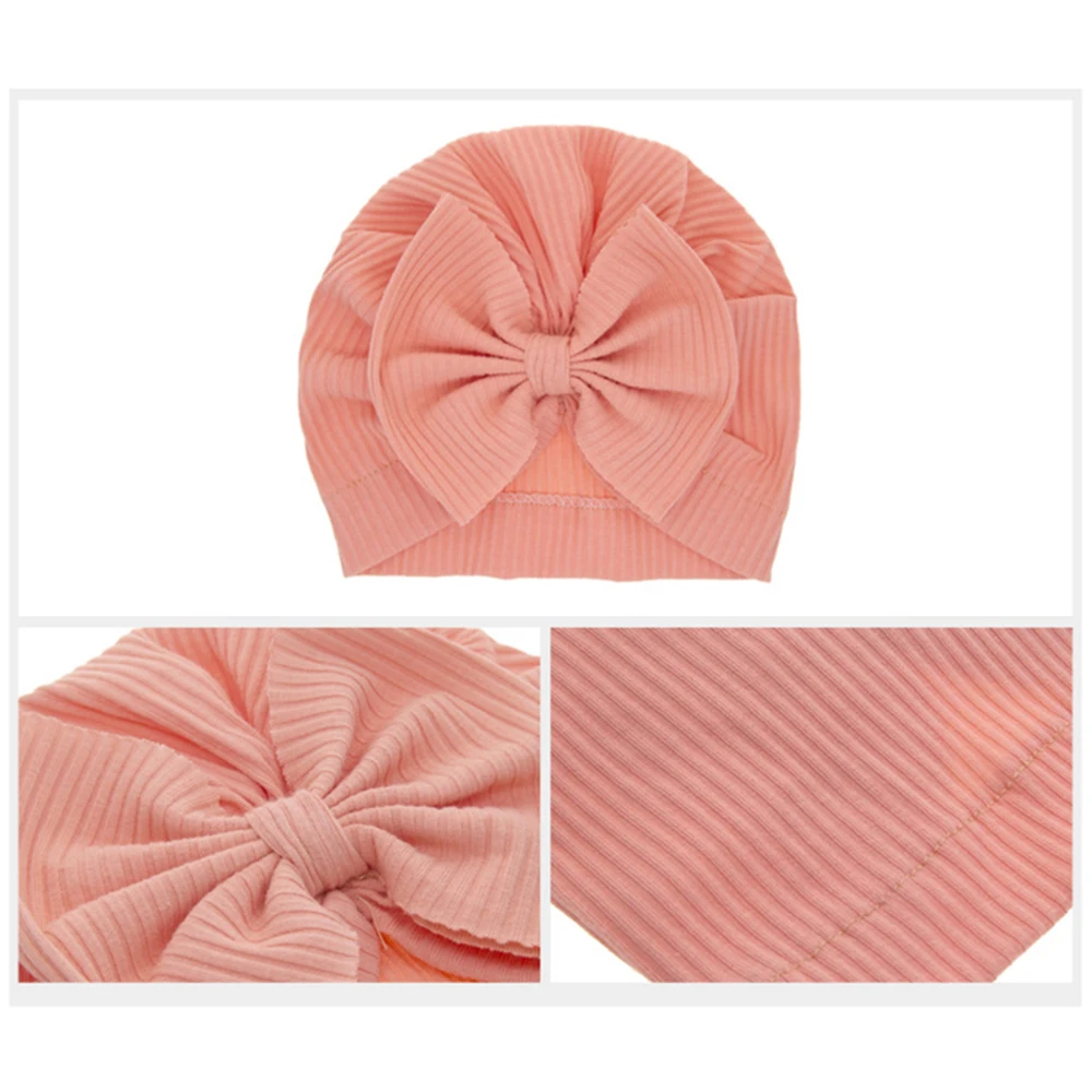 Accessories Baby Girl Cotton Turban Big Bow Hat Toddler Kids Head Wrap Newborn Beanie Solid Color Infant Bonnet Cap 0-2T