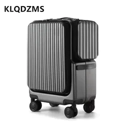 KLQDZMS Carry-on Suitcase Front Opening Laptop Boarding Case 20 Inch USB Charging Trolley Case Password Box Cabin Luggage