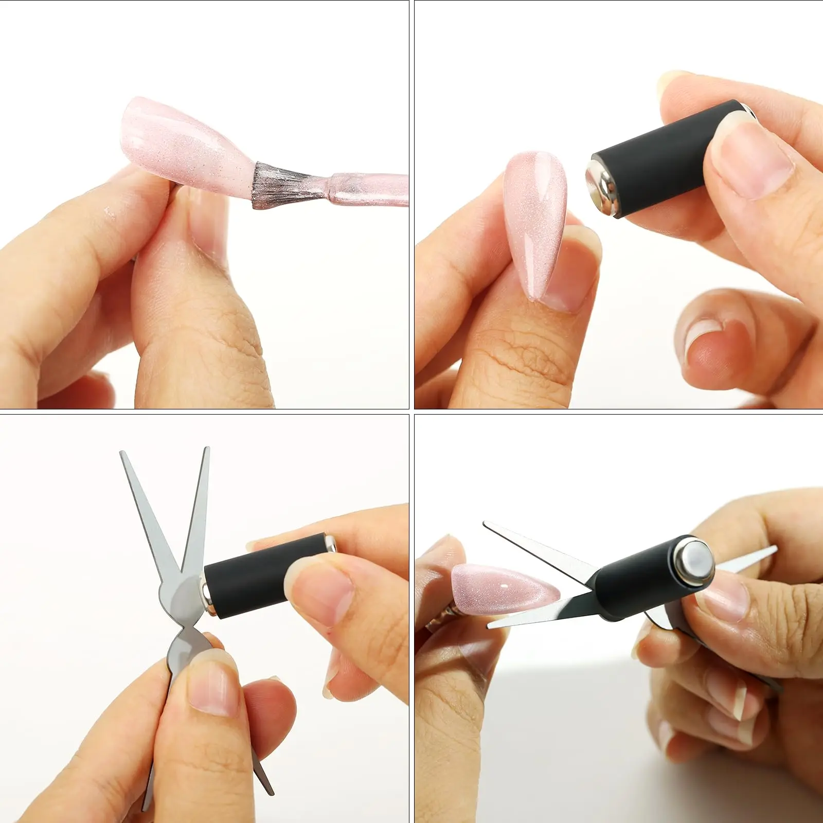 3D مزدوجة الرأس الأظافر الفرنسية الشكل قوي القط العين المغناطيس مسمار الفن هلام البولندية المغناطيسي تأثير مانيكير اكسسوارات طقم أدوات