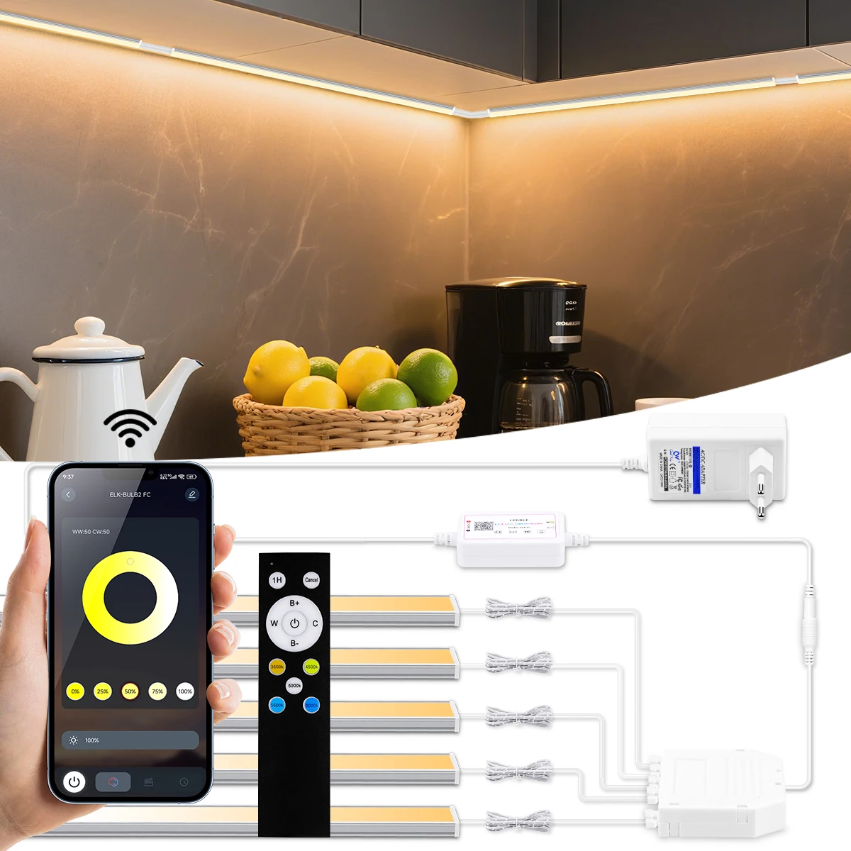 LED Wall Light Tube CCT Adjustable in 6 colors,Remoter/Bluetooth Control Brightness Dimming,Ceiling Acoustic Panel Decor Lightin