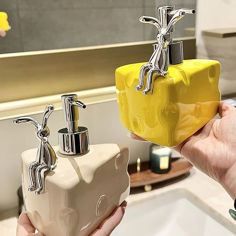 

Creative Ceramic Cheese Soap Dispenser Household Hand Sanitizer Bottle Bathroom Shower Gel Emulsion Bottle Bathroom Decoration