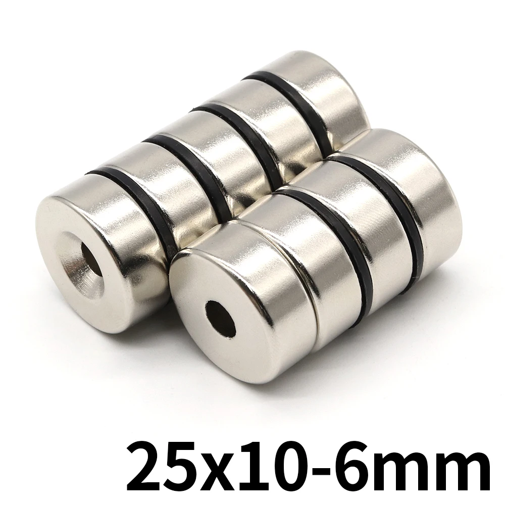 Neodymium Magnet 25x10-6 Round 25mm X 10mmHole6mm NdFeB N35 Super Powerful Strong Permanent Magnetic imanes 1/2/5/10Pcs