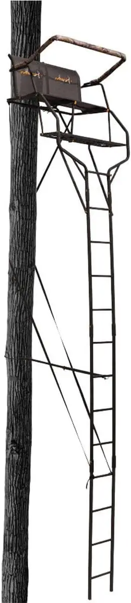 New Hunting Ladderstand, 2 Person Climbing Tree Stand with Flex-Tek Seat and Padded Adjustable Shooting Rail