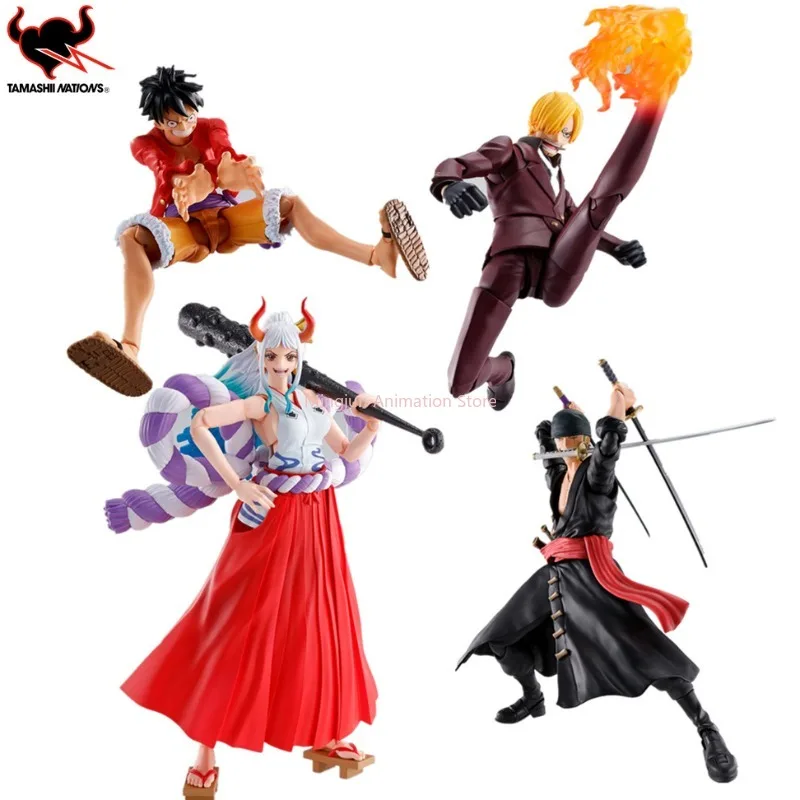 In Stock S.H.Figuarts Yamato Zoro Sanji Luffy One Piece Anime Onigashima Raid Toy PVC SHF Action Figure Model Toy Gift