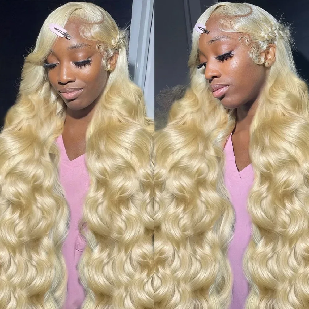 13x4 13x6 HD Lace Frontal Wigs 200 Density Preplucked Prebleached 613 Blonde Body Wave Human Hair Wigs For Women 46 Long Inch