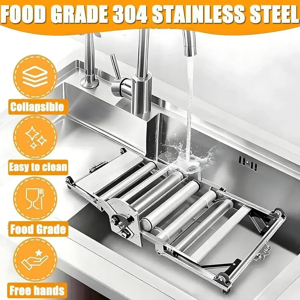 40 x 17.7 Inch Reversible PU Pastry Roller Dough Sheeter Sturdy Stainless Steel Dough Flattener for Laboratory Croissant Bread B