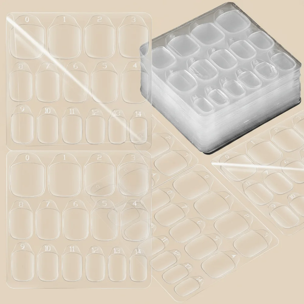 40 Sheets 15 Sizes Nail Adhesive Tabs Transparent Jelly Glue Press on Nails Strong Hold Easy Removal False Nail Adhesive