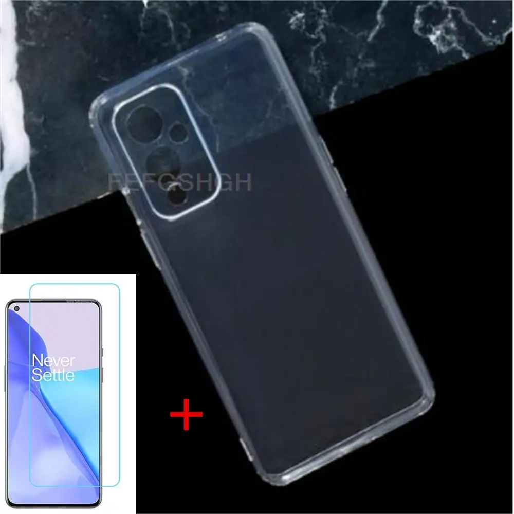 Transparent Phone Case For OnePlus 9 LE2113 LE2111 LE2110 LE2117 LE2115 Case Silicon Back TPU Tempered Glass Screen Protector