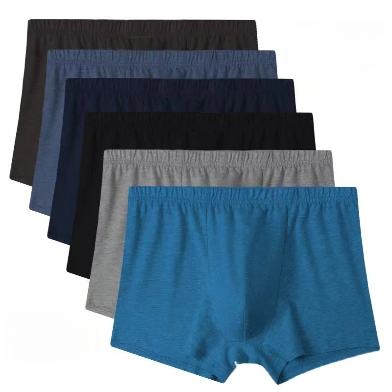 Men Flat Angle Boxer Briefs Pure Cotton Underwear Middle Aged Elderly Loose Large Size Mid Waist Cotton Shorts Dad Boxer Briefs