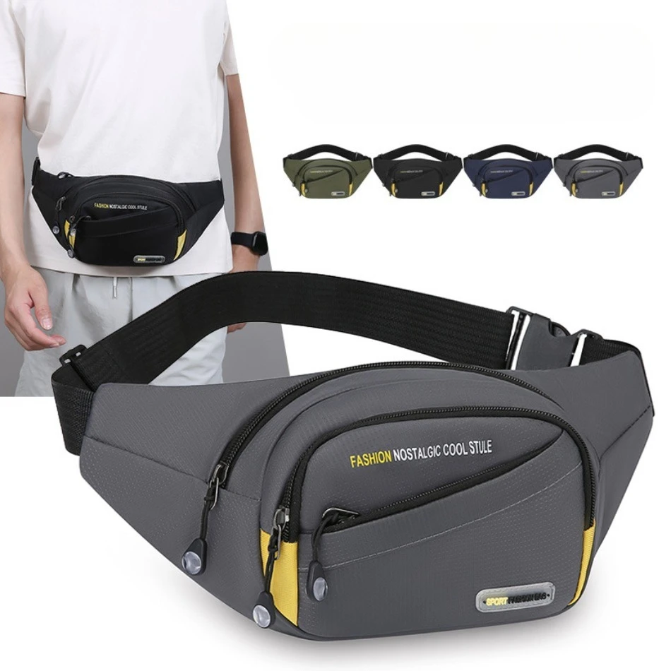 Multifunktionale Outdoor-Sport-Hüfttasche für Herren, große Kapazität, mehrschichtige Umhängetasche, verdickte modische Brusttasche – Detail 1