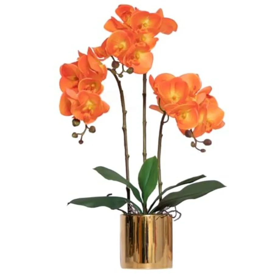 

Artificial Orchid Flowers Set Real Touch Faux Flower in Vase Faux Butterfly Orchid Lifelike Orchid Arrangement for Wedding Home