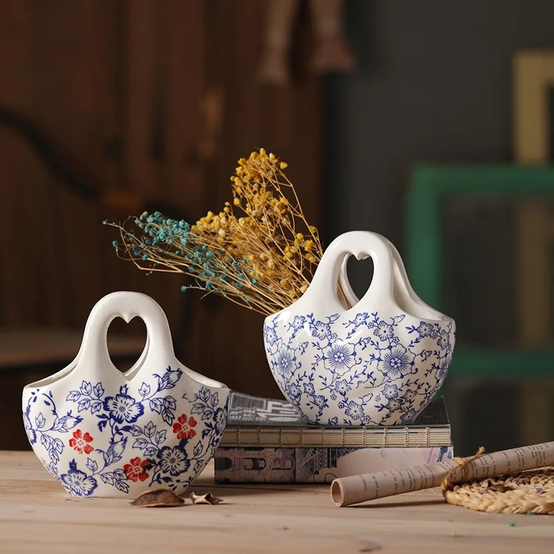 New Chinese-Style Porcelain Flower Vases Vintage Ceramic Vase Decoration Home Living-Room Hydroponic Sophisticated Room Decor
