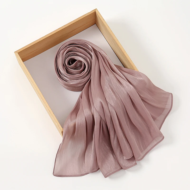 Large Size Silkly Stain Scarf Women Plain Foulard Femme Luxury Hijab Long Bandana Evening Party Dress Shawls and Wraps 2024