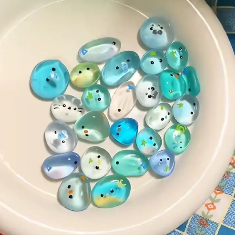 Pierres luminescentes en résine pour bricolage, 20/40 pièces, accessoires artisanaux qui brillent dans la nuit, pour la fabrication de bijoux, projets de décoration artistique pour la maison