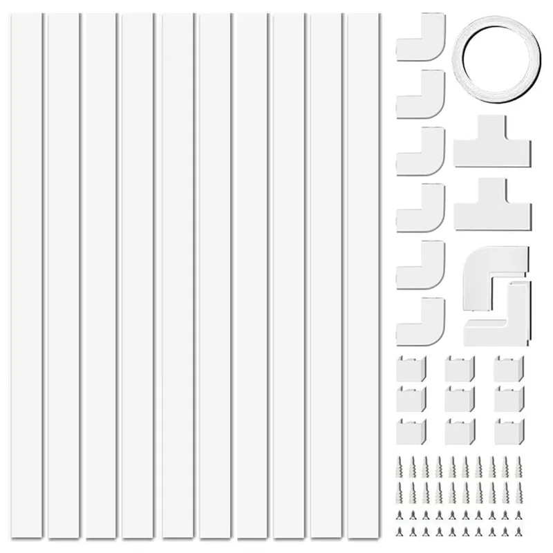 4M Electrical Cable Trunking,Cable Concealer on Wall for One Cord,Paintable PVC ,Cable Trunking 10Pcs L40cm