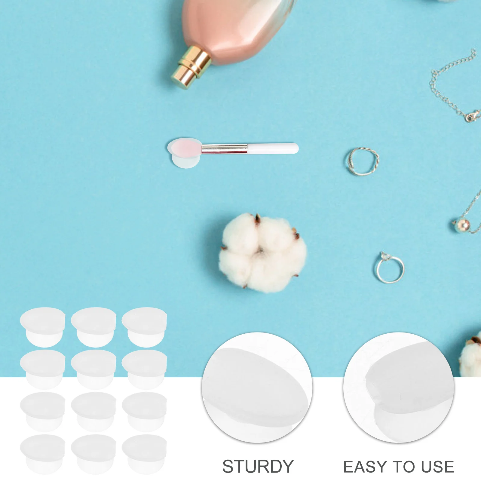 12pcs Lip Brush Protective Cover Silicone Makeup Brush Head Cover Dust-Proof Caps For Travel Storage Anti-Lost Holder