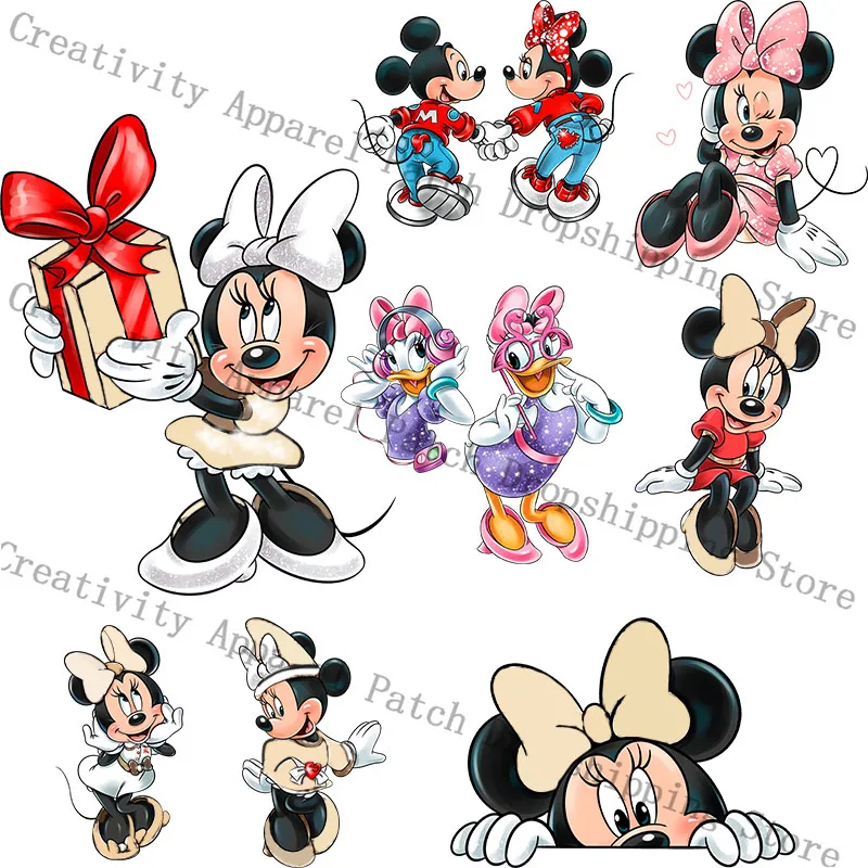 Mickey Minnie Mouse Donald Duck DIY Heat Transfer Patches for Clothing Iron on Transfer Patch on clothes T-shirt Accessory Decor