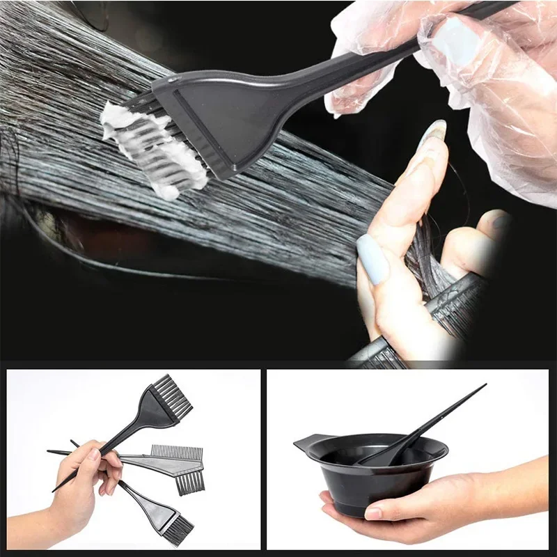 4pcs/set Professional Hair Dyeing Kit Color Mixed Bowl with Stirring Brush Coloring Bleaching Salon Hair Beauty Styling Tools