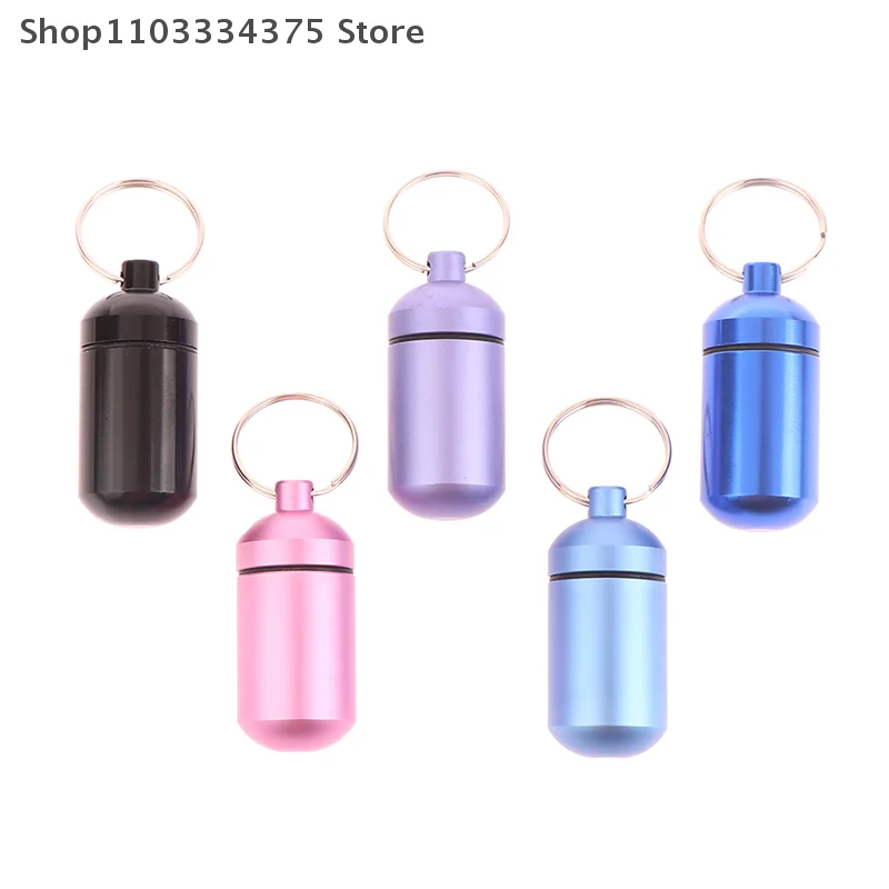 2.3x5cm Waterproof Metal Keychain Outdoor Portable Medicine Storage Sealed First-Aid Bottle Keychain for Travel Wholesale