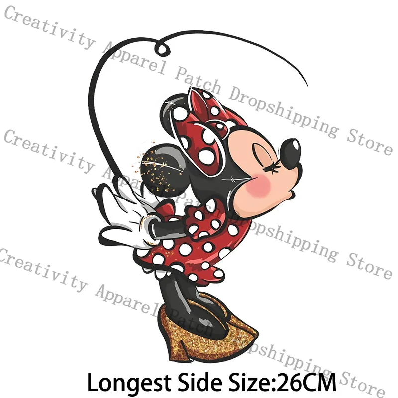 Mickey Minnie Mouse Animal Pattern Patches for Clothing Women Kids DIY T-shirt Garment Accessory Heat Transfer Patch Kawaii Gift