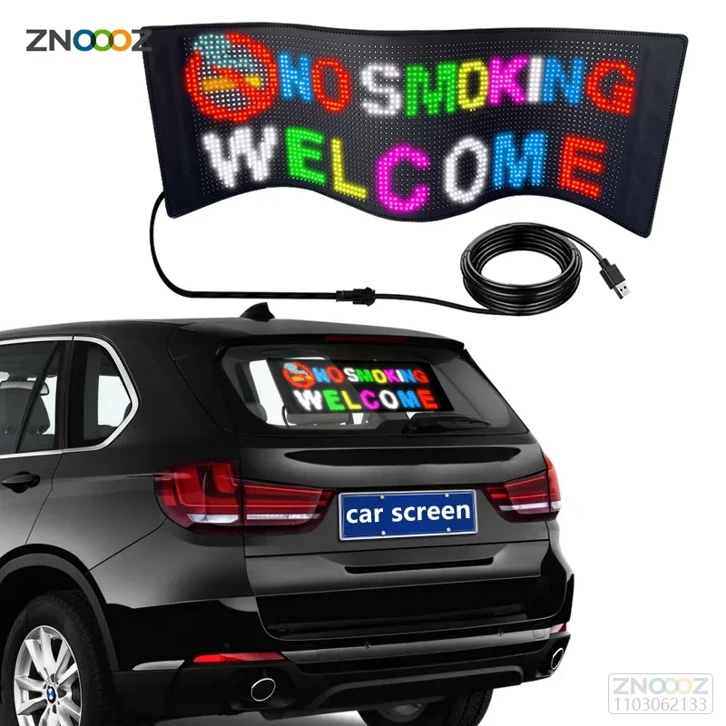 LED Screen Sign Advertising RGB Foldable Scrolling Message display Board App Soft Flexible Led Panel Car Rear Window Display APP