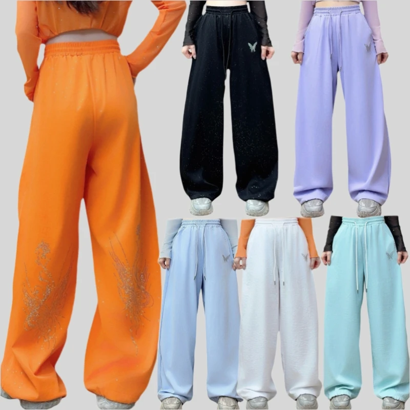 fashionable-summer-dance-pants-for-women-rhinestone-trendy-loose-fit-sports-pants-slimming-long-trousers