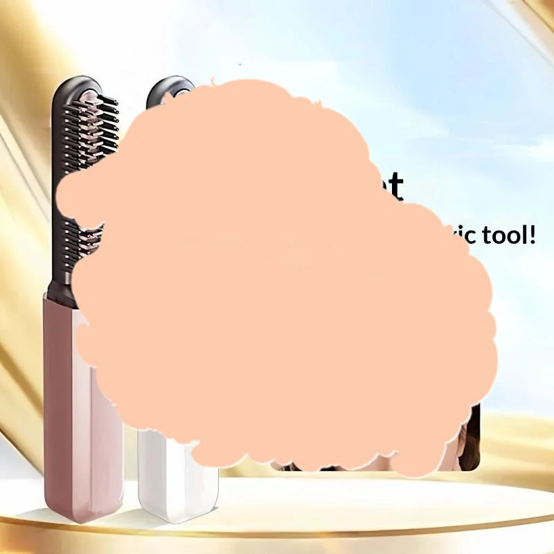 1Set USB Charging Mini Straight Hair Brush Heated Wireless Bangs Comb Hair Styling Iron Stick