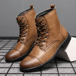 Men's Boots Plush Warm Men's Leather Boots Italian Style Men's Outdoor Boot Man Ankle Boots Shoes for Men Bota Masculina Zapatos