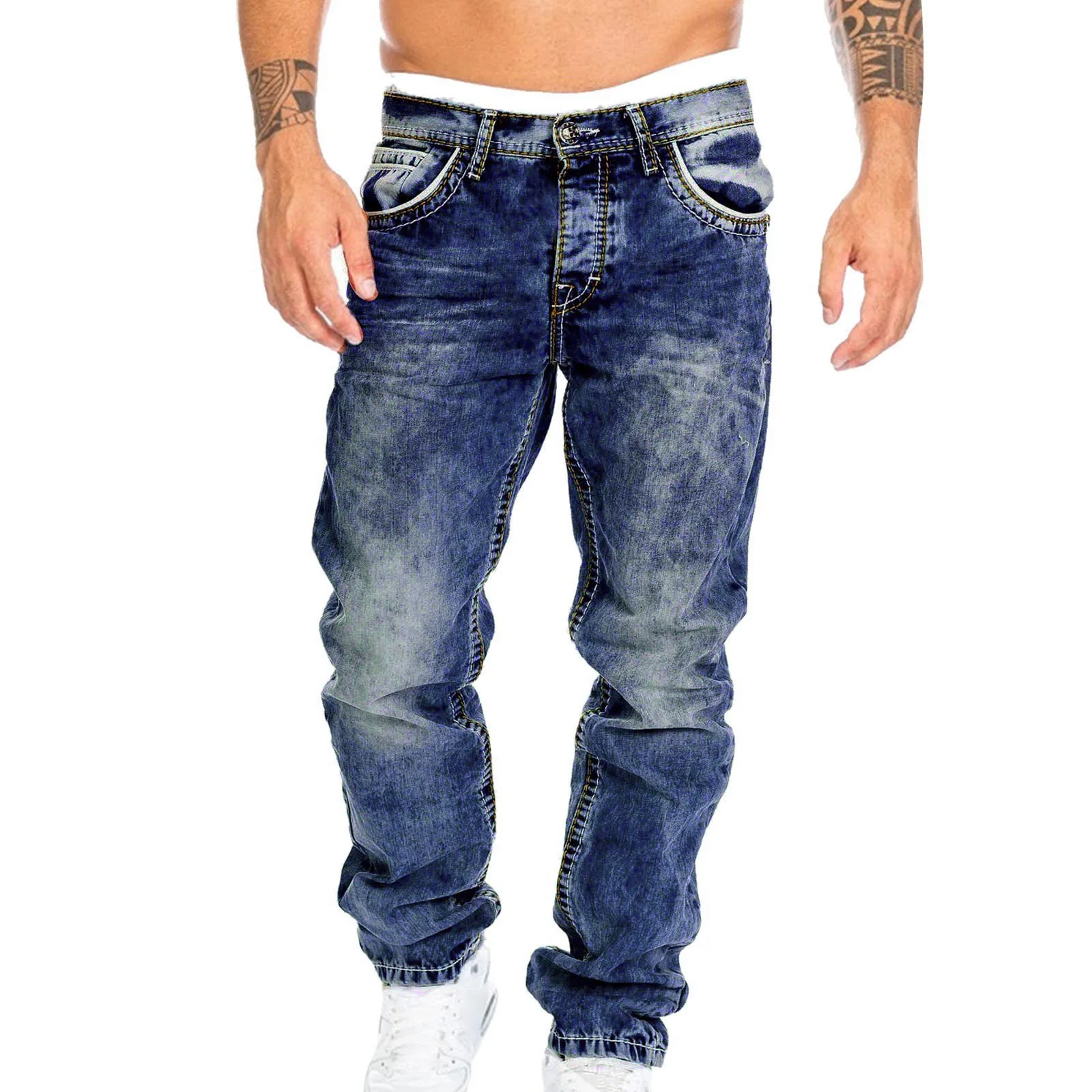 New Men's Stretch Skinny Jeans Fashion Classic Premium Loose Straight Pants Business Casual Brand Men Trousers