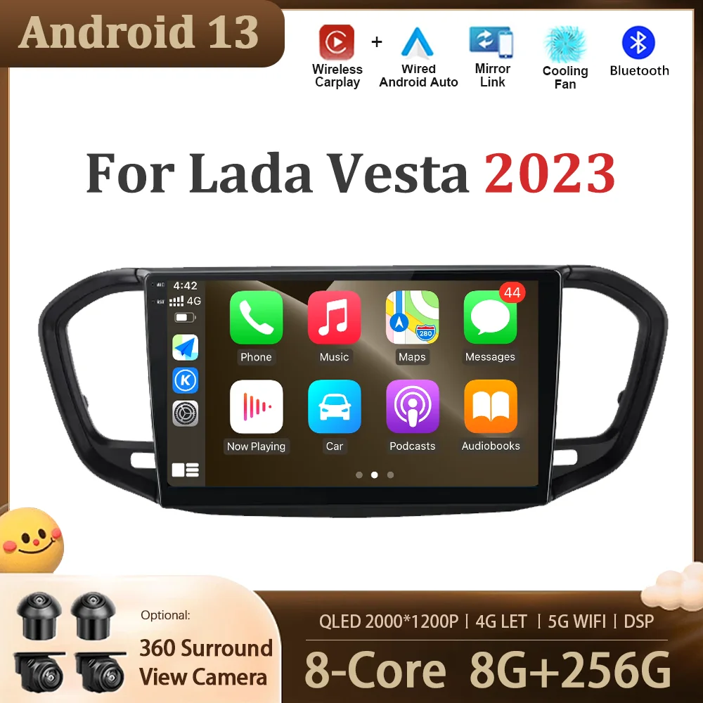 

Car Multimedia Radio Player For Lada Vesta 2023 4G SIM Android 13 GPS Navigation Screen Audio Stereo Wireless CarPlay Auto Tools