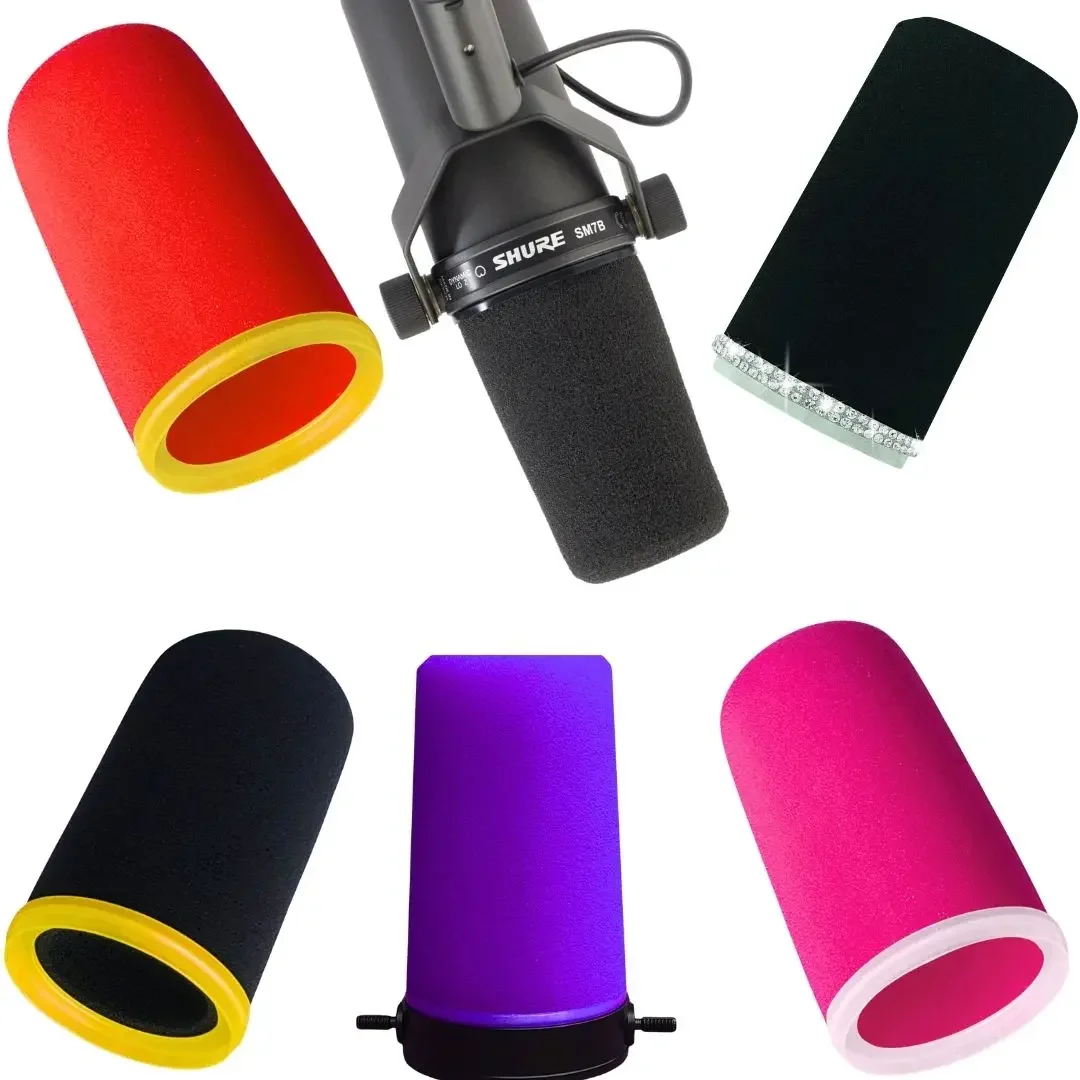 Para-brisa para Shure SM7B, Capa de Espuma Antirruído para Microfone com Anel, Substituição de Capa de Espuma Colorida para Microfone SM7dB