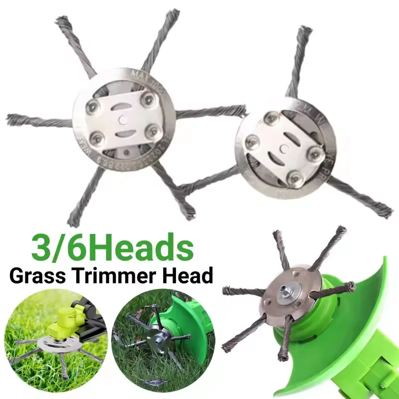 

6/8inch Steel Wire Wheel Head Grass Trimmer Head Universal Weed Brush Fit Straight Shaft Brushcutter Removal Moss Rust